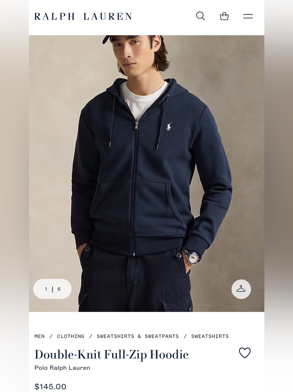 Unisex Polo Ralph Lauren Navy Full-Zip Hoodie - Picture 4 of 8